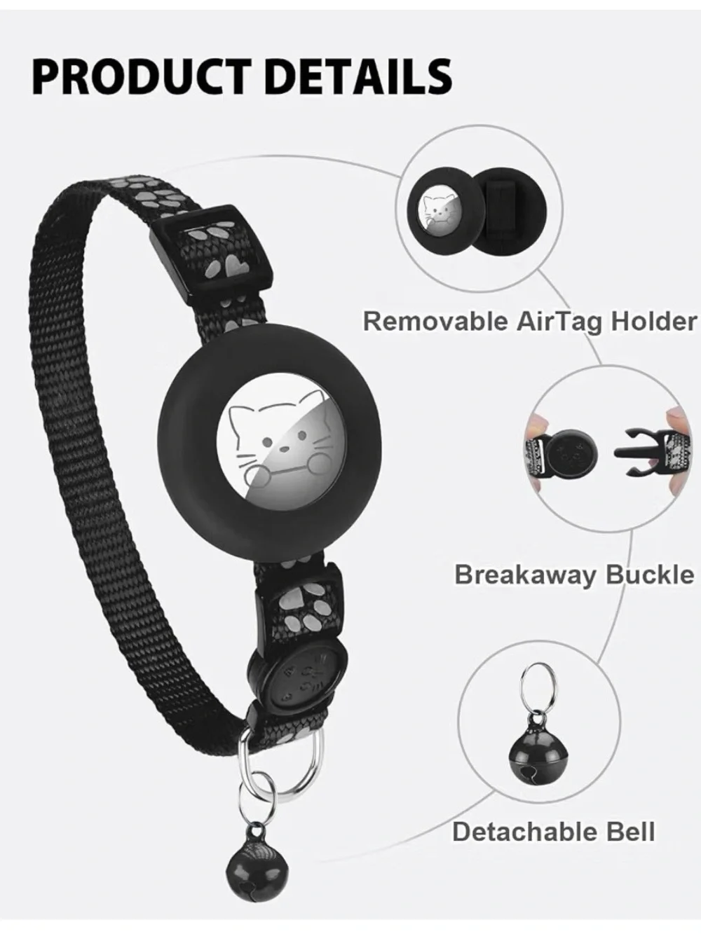 Joytale Reflective AirTag Cat/ Dog Collar (tracker not included) 2 sets